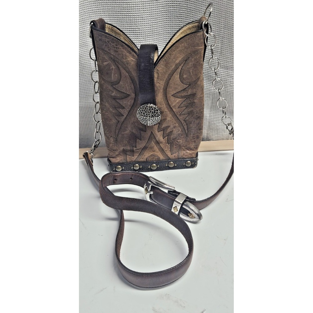 Vintage JUSTIN upcycled crossbody western handcrafted cowboy boot bag